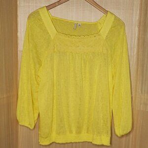 Est. 1946 yellow Knit 3/4 Balloon Sleeve Top XL